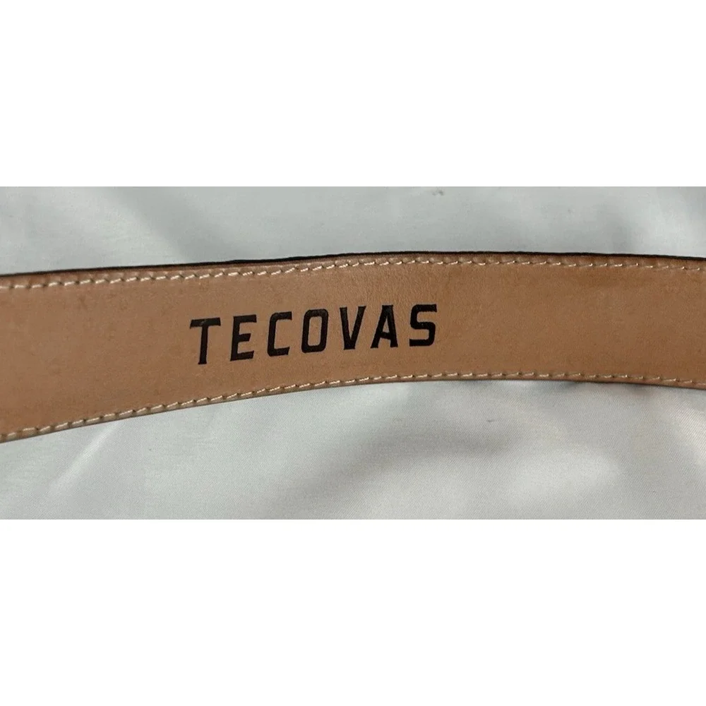 Tecovas Black Genuine Lizard Leather Belt Mens Size 40 Silver Tone Buckle Mexico